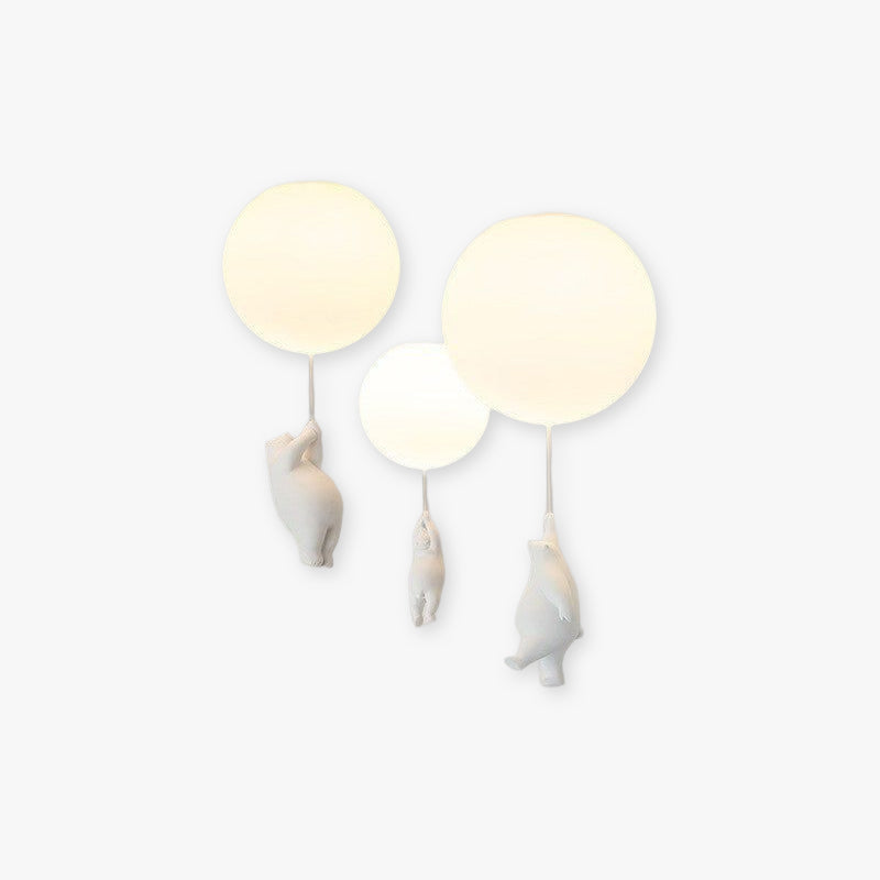 Kids LED Flush Mount Light with Bear & Balloon Design for Nursery Bedroom Playroom 5W White Acrylic Metal Fixture Low Ceiling Small Room Dec