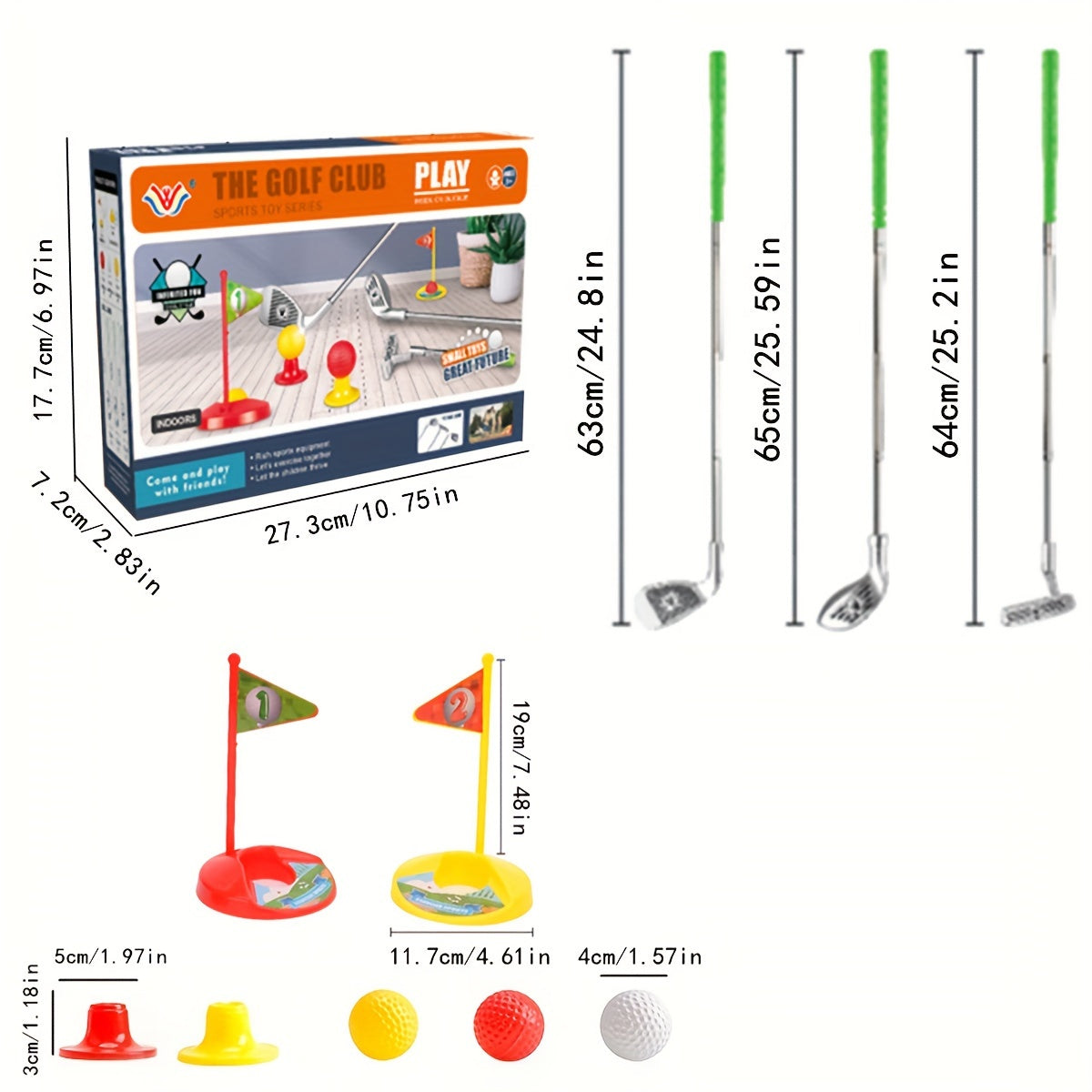 Junior Golf Training Set with Height-Adjustable Clubs for Backyard and Living Room Play Ages 3-8