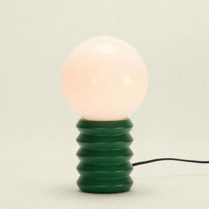 Frosted Globe Accent Lamp 11-Inch Wood Base Bedside Lighting Green Red Retro Style Bedroom Nightstand Living Room Home Office