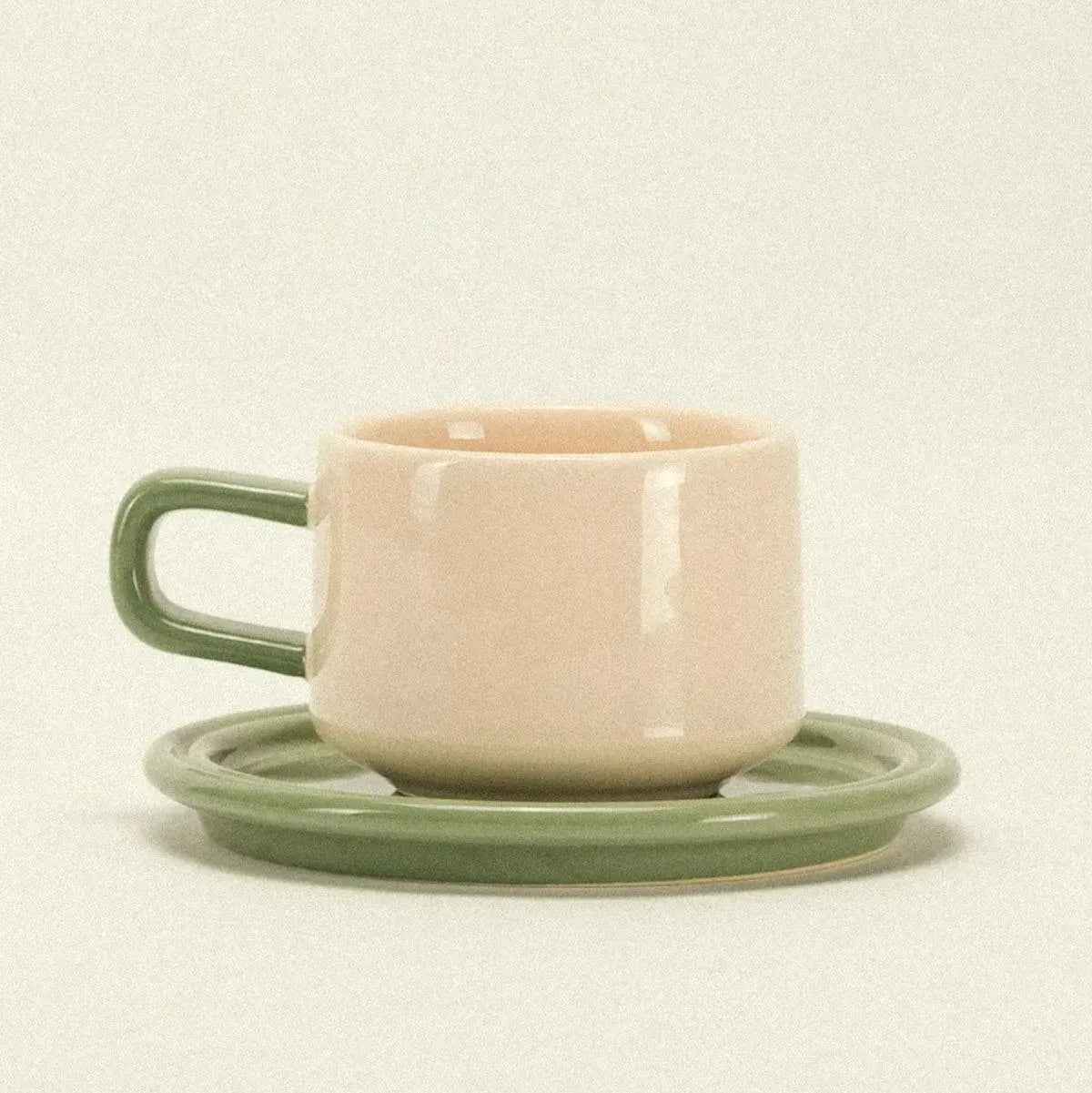 Porcelain Drinkware Set with Plate Two-Piece Beverage Service for Kitchen Breakfast Table Morning Routine Gift for Coffee Lovers