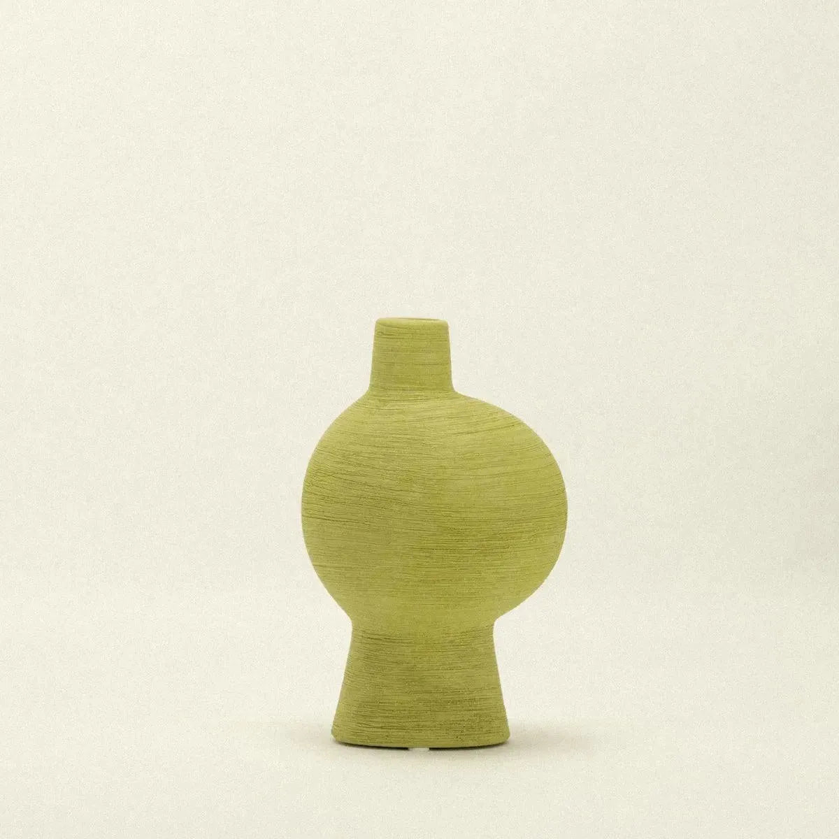 Sculptural Ceramic Vase for Tables, Shelves, and Windowsills – Green Handcrafted Pottery for Fresh or Dried Botanicals