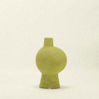 Sculptural Ceramic Vase for Tables, Shelves, and Windowsills – Green Handcrafted Pottery for Fresh or Dried Botanicals