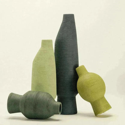 Sculptural Ceramic Vase for Tables, Shelves, and Windowsills – Green Handcrafted Pottery for Fresh or Dried Botanicals