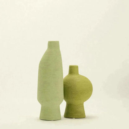Sculptural Ceramic Vase for Tables, Shelves, and Windowsills – Green Handcrafted Pottery for Fresh or Dried Botanicals