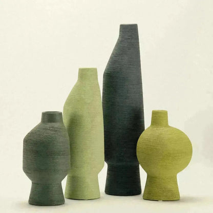 Sculptural Ceramic Vase for Tables, Shelves, and Windowsills – Green Handcrafted Pottery for Fresh or Dried Botanicals