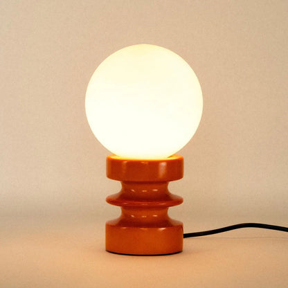 Wooden Desk Lamp with Frosted Globe 11 Inch Accent Light for Nightstand Study Bedroom Living Room Vintage Modern Decor