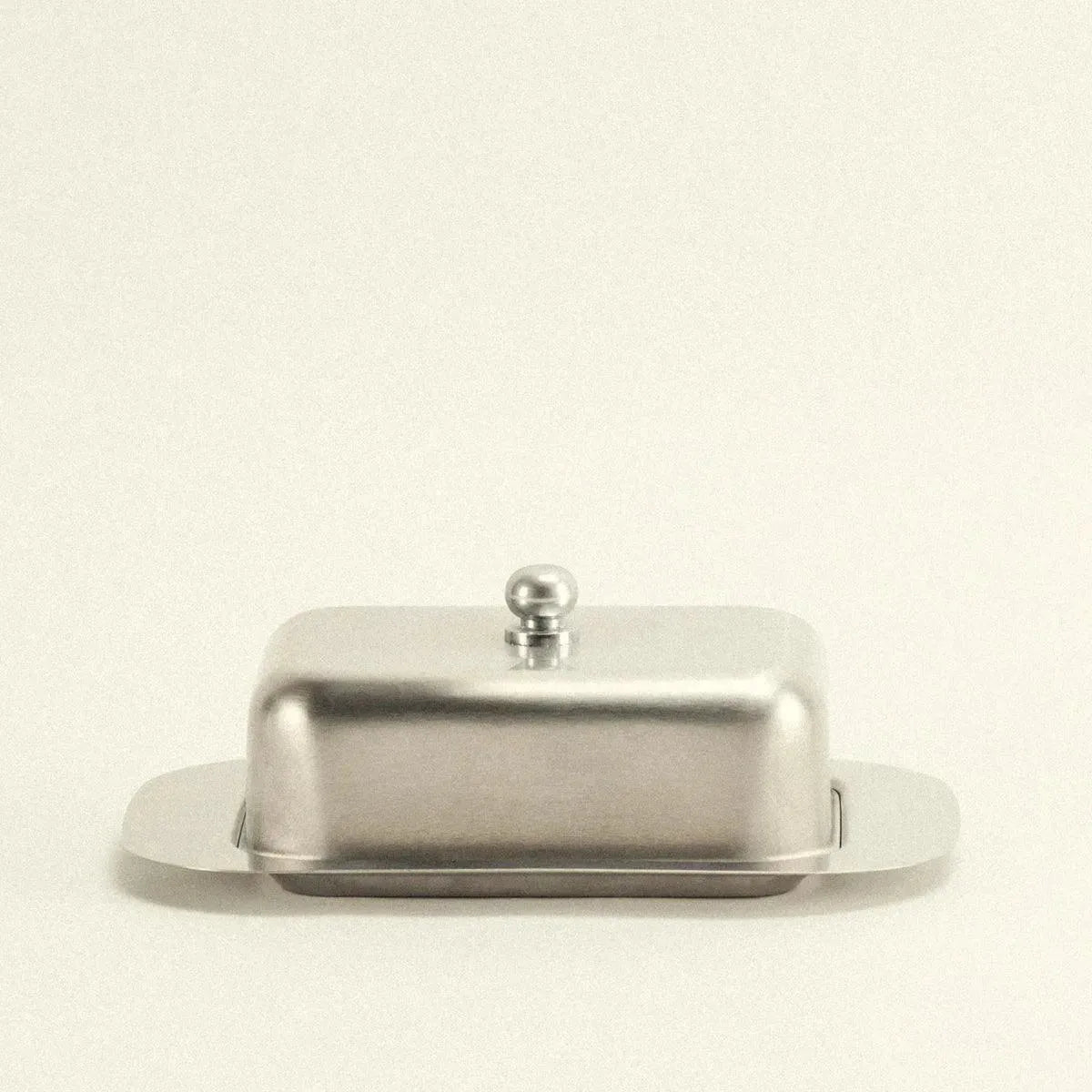 Covered Stainless Steel Keeper for Fresh Dairy 7.5 Inches Kitchen Table Storage Container with Lid Vintage Design