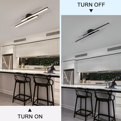 Flush Mount LED Overhead Light | Black Aluminum Linear Low-Profile Fixture for Bedrooms, Entryways & Compact Spaces | Modern Minimalist Desi