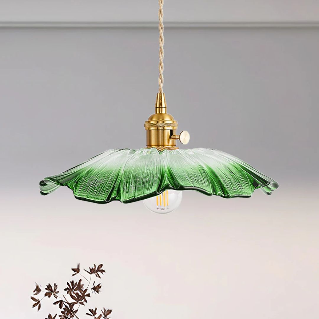 Fluted Glass Hanging Light 11-Inch Shade Burgundy Adjustable Drop Cord E27 Socket for Kitchen Island Dining Area Hallway Above Table Counter