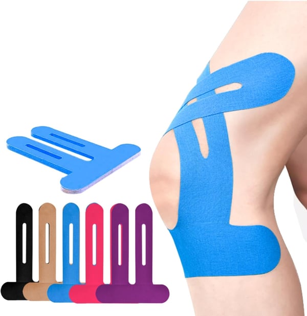 Pre-Cut Kinesiology Tape for Knee Support – 150% Stretch Cotton Athletic Tape for Pain Relief & Stability During Sports & Daily Activity