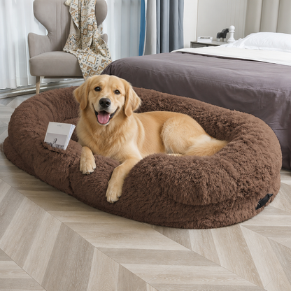 Ortekor Orthopedic & Washable Faux Fur Human Dog Bed (Detachable Cover)