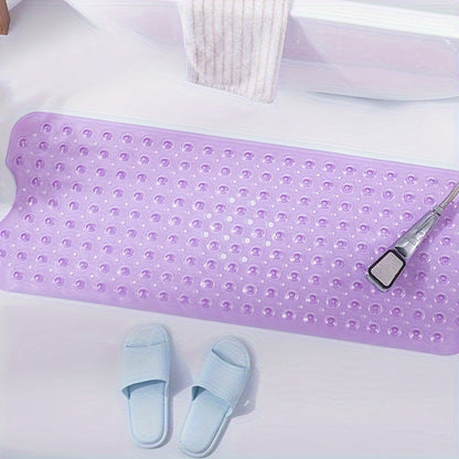 XL Non-Slip Shower and Tub Mat with Suction Cups – Drain Holes, Machine Washable, 40 x 16 in Bath Safety