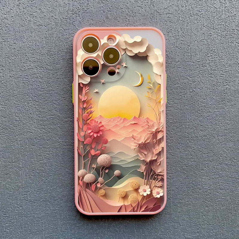 Protective Silicone iPhone Case with Scenic 3D Graphics & Camera Protection for iPhone 14-17 Series