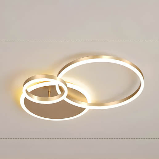 Multi-Ring LED Flush Mount Fixture Black Aluminum 39 in Contemporary Overhead Light for Bedroom Living Room Dining Area Integrated Lighting