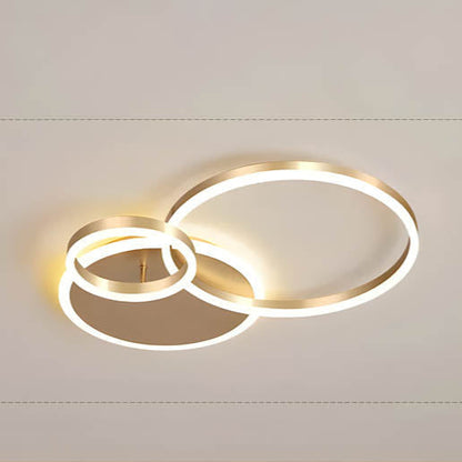 Multi-Ring LED Flush Mount Fixture Black Aluminum 39 in Contemporary Overhead Light for Bedroom Living Room Dining Area Integrated Lighting