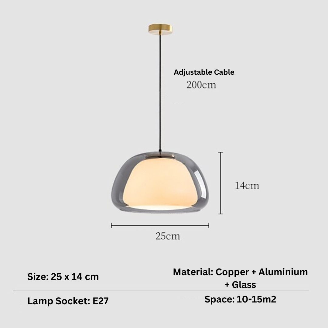 Translucent Globe Hanging Light Fixture Glass Dome Ceiling Lamp for Kitchen Island Dining Room Bedroom Modern