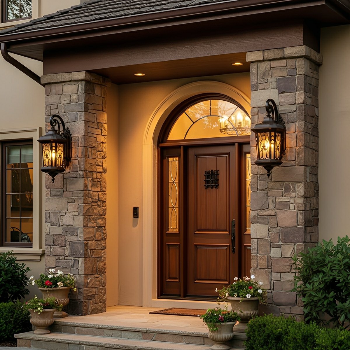 Outdoor Porch Lantern Dark Bronze Cast Aluminum Waterproof 20.5 Inch E27 Fixture for Front Door Entryway Driveway Garden Gate Exterior Facad