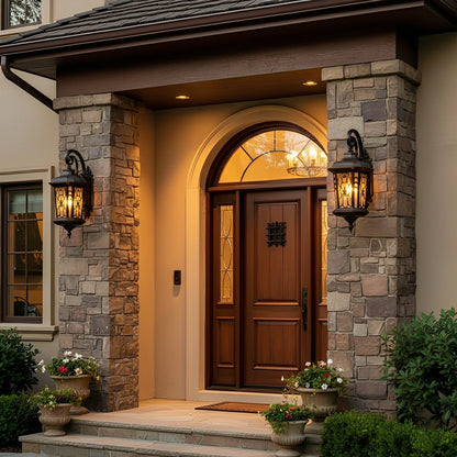 Outdoor Porch Lantern Dark Bronze Cast Aluminum Waterproof 20.5 Inch E27 Fixture for Front Door Entryway Driveway Garden Gate Exterior Facad