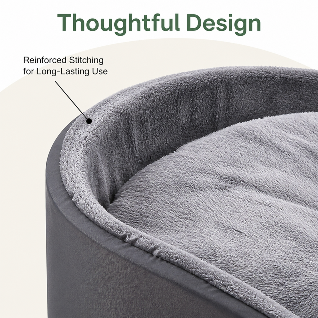 Ortekor Short-Plush Polyester Oval Dog Bed