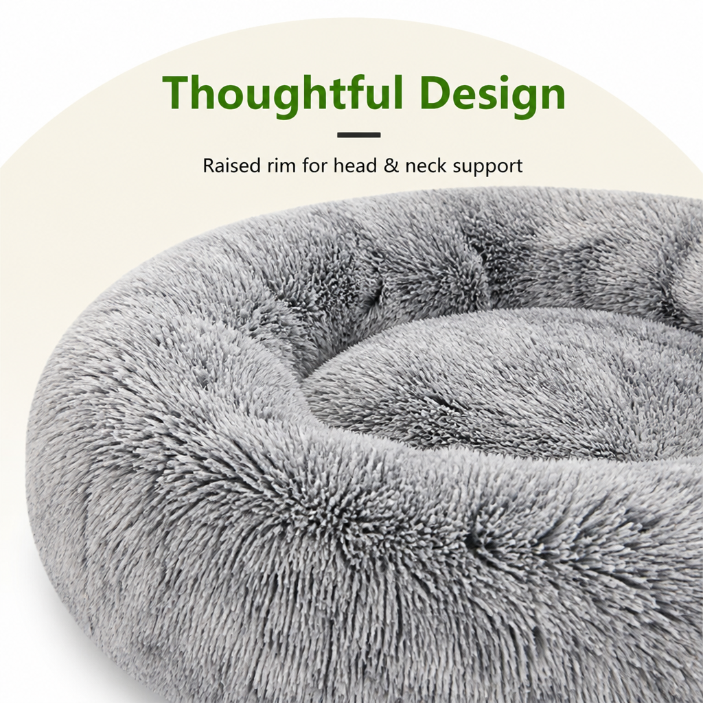 Ortekor Plush Long-Pile Tie-Dye Round Dog Bed