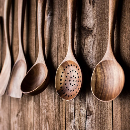 Solid Walnut Wooden Cooking Spoon for Nonstick Cookware – Safe Stirring, Flipping & Serving Utensil for Everyday Kitchen Use