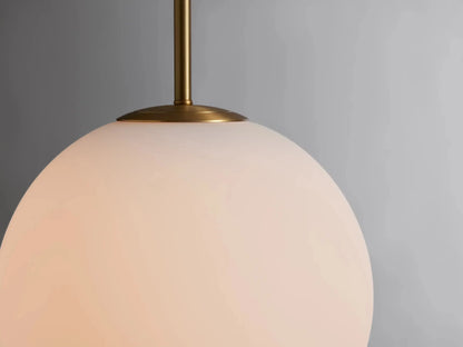 Handblown Glass Globe Pendant Light with Brushed Brass Finish and Integrated LED for Kitchen Island, Dining Room, Entryway, and Bedroom