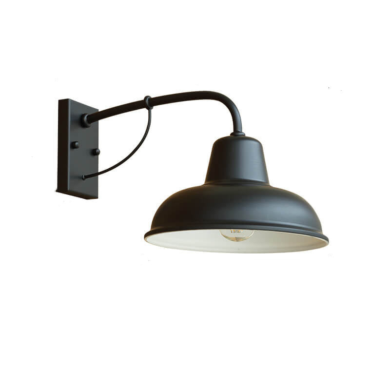 Industrial Iron Outdoor Wall Light – Weather-Resistant Single-Bulb Fixture for Patio, Porch & Garden – E26 Hardwired Sconce