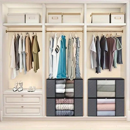 Foldable Garment Organizer with Clear Window & Handles for Closet Bedroom Dorm Storage Large Capacity Space Saver Bin