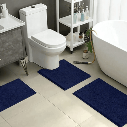 Plush Chenille Bathroom Rug Anti-Slip Water-Absorbing Floor Mat for Shower Bath Toilet Blue 20×31 Inch Soft Polyester Non-Skid Backing for W