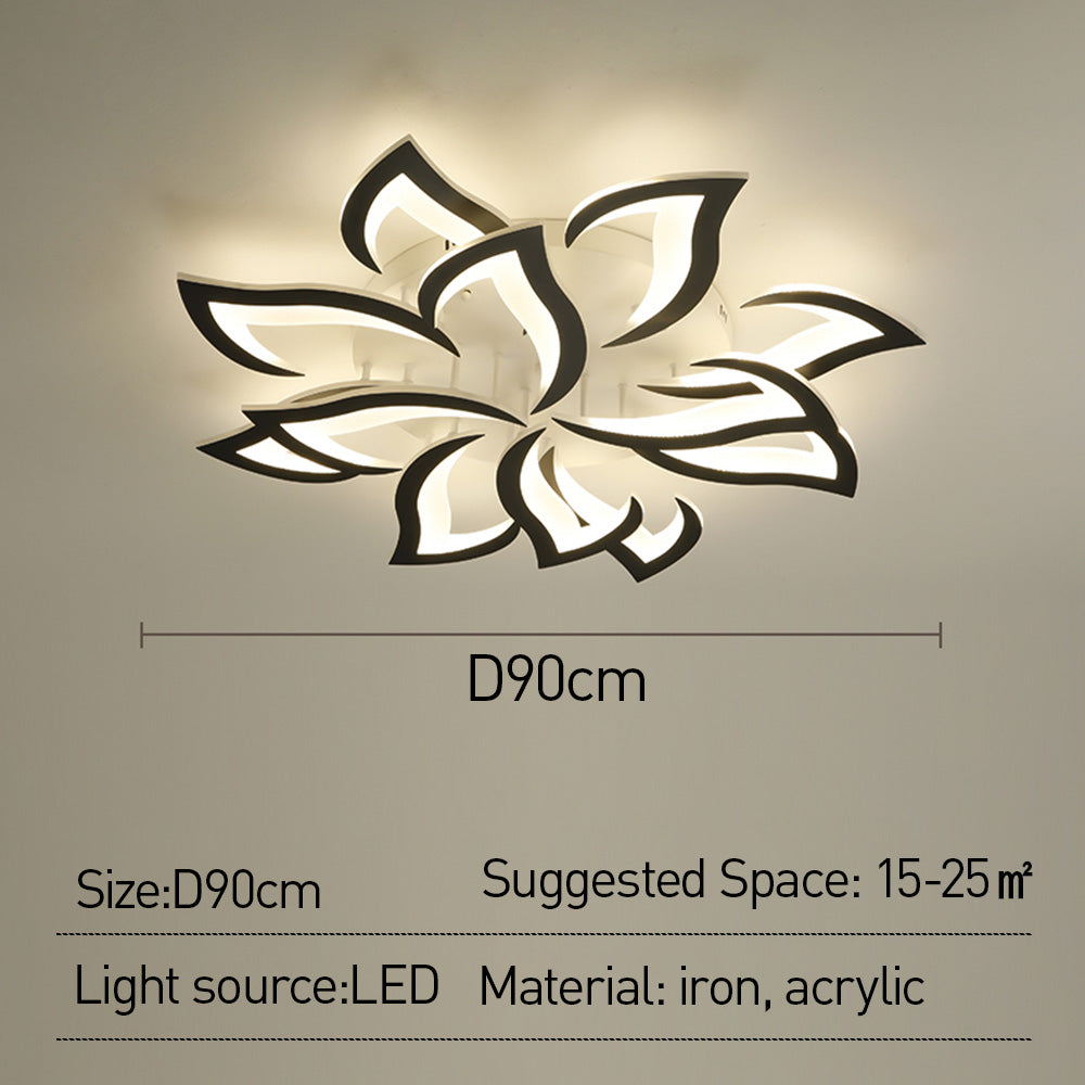 Flush Mount LED Fixture Metal Acrylic Black Layered Floral Pattern for Bedroom Living Room Hallway Contemporary Home Decor Overhead Light