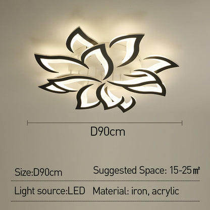 Flush Mount LED Fixture Metal Acrylic Black Layered Floral Pattern for Bedroom Living Room Hallway Contemporary Home Decor Overhead Light