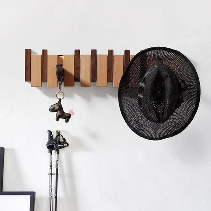 Ortekor Elegant Wooden Coat Rack Stand with Foldable Hooks | Space-Saving Design for Stylish Interiors
