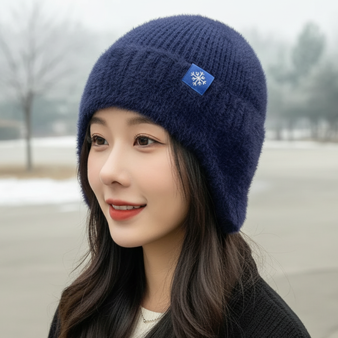 Knit Beanie with Ear Flaps for Women – Soft Fleece-Lined Winter Hat for Cold Weather, Outdoor Activities & Daily Wear