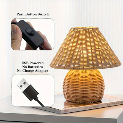 NoyaGlow – Rattan Weave Table Lamp Natural Home Decor