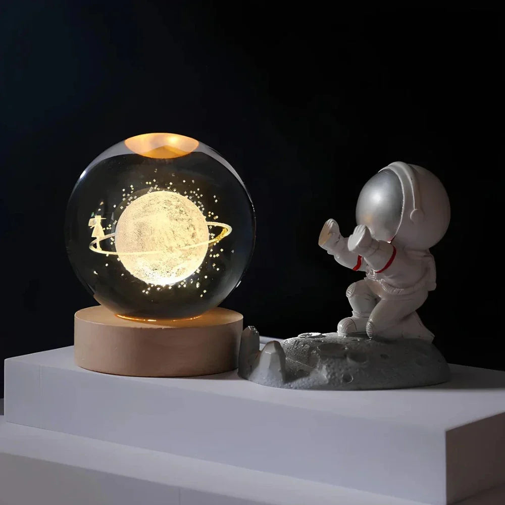 Cosmic Crystal Ball Night Light with LED Color Display | 25 Space Designs | USB Powered Galaxy Sphere Lamp for Bedroom, Living Room & Gift