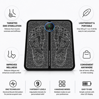 Cable-Free Lightweight EMS Foot Massager Pad