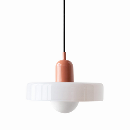 Glass Disc Pendant Light with Adjustable Cord – Modern Ceiling Fixture for Dining Room, Kitchen Island & Living Room