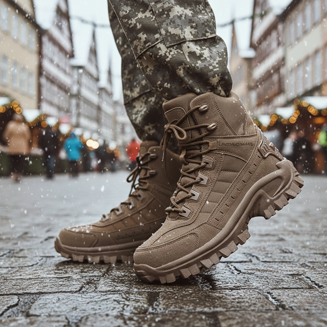 Men's Insulated Winter Tactical Boots with Non-Slip Sole for Hiking & Work – High Ankle Lace-Up Outdoor Combat Boots for Cold Weather