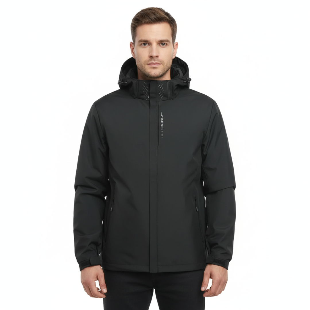 Lightweight Zip-Front Rain Jacket with Hood – Breathable Weather Shell for Men