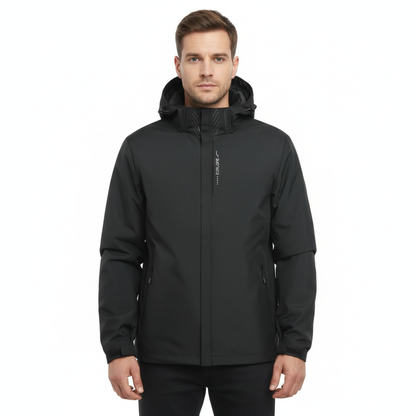Lightweight Zip-Front Rain Jacket with Hood – Breathable Weather Shell for Men