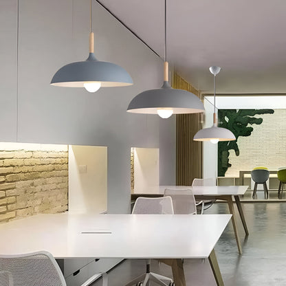Wood and Iron Drop Light 14-24 Inches Diameter for Kitchen Island Dining Table Modern Minimalist Fixture E27 Socket Cord Height Adjustable