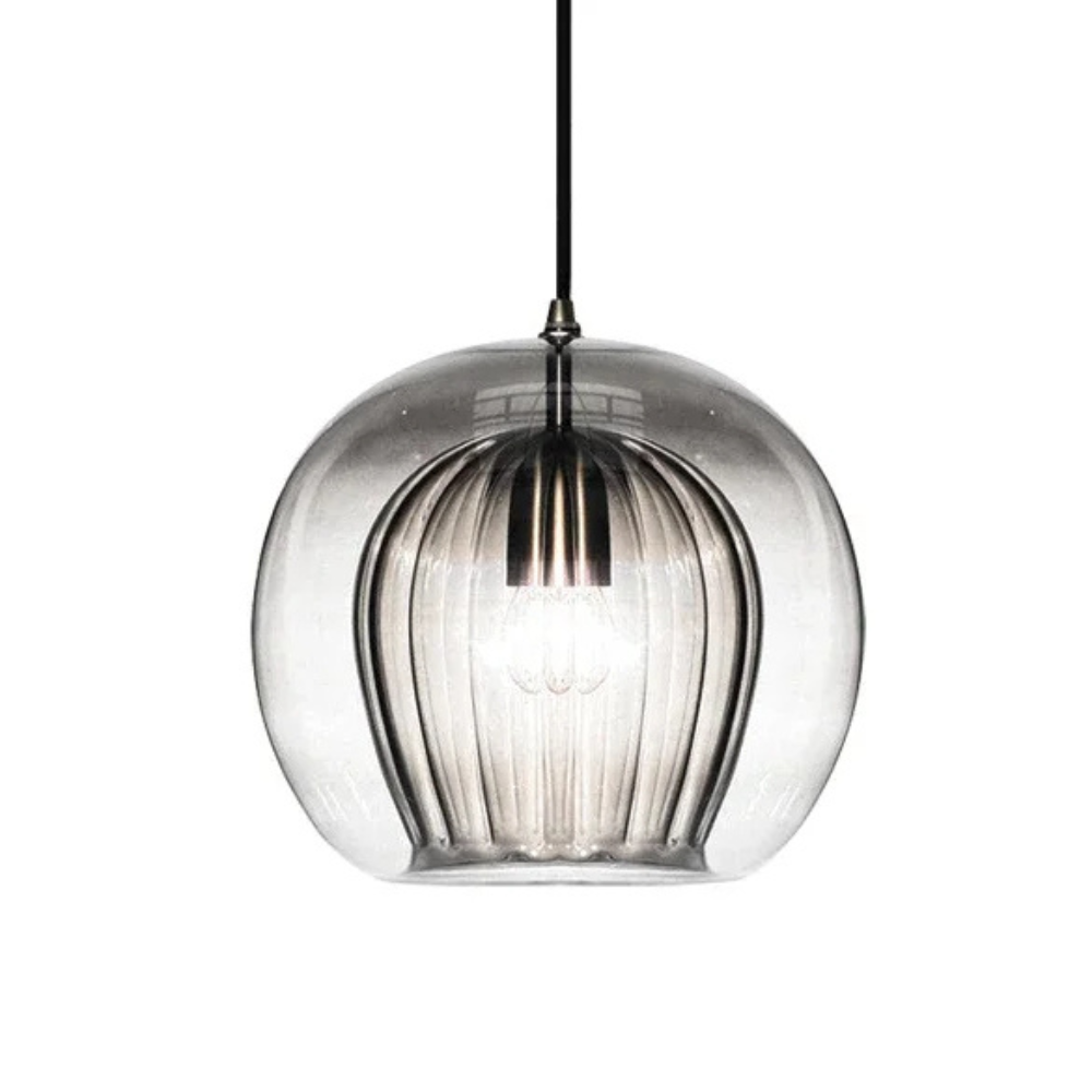 Clear Glass Globe Drop Light E14 Socket for Kitchen Counter and Eat-In Nook Overhead Fixture Contemporary Low-Profile Ceiling Accent