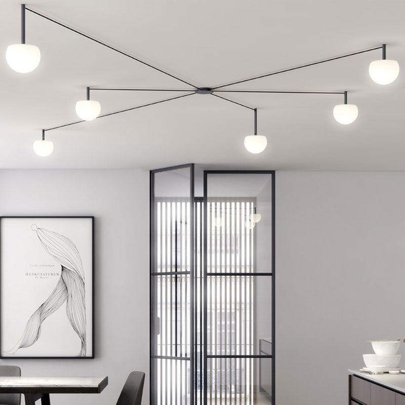 Multi-Globe Pendant Light Metal & Frosted Glass 47 Inch Adjustable White Fixture for Dining Room Kitchen Island Bedroom Modern Scandinavian