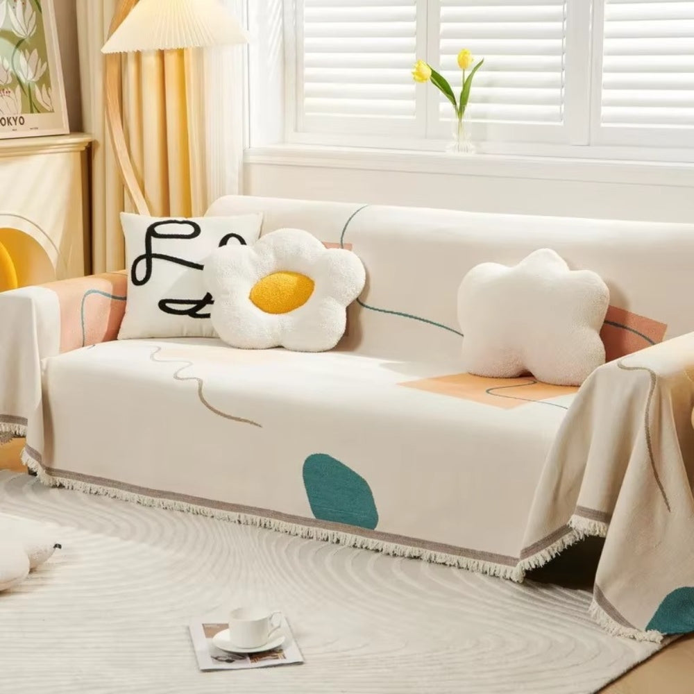 Meringue Sofa Cover - Soft Chenille, Geometric Design