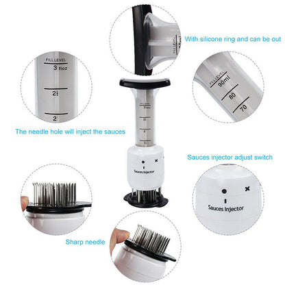 Flavor Injector Syringe Kit with Needles for BBQ, Turkey & Brisket - Stainless Steel