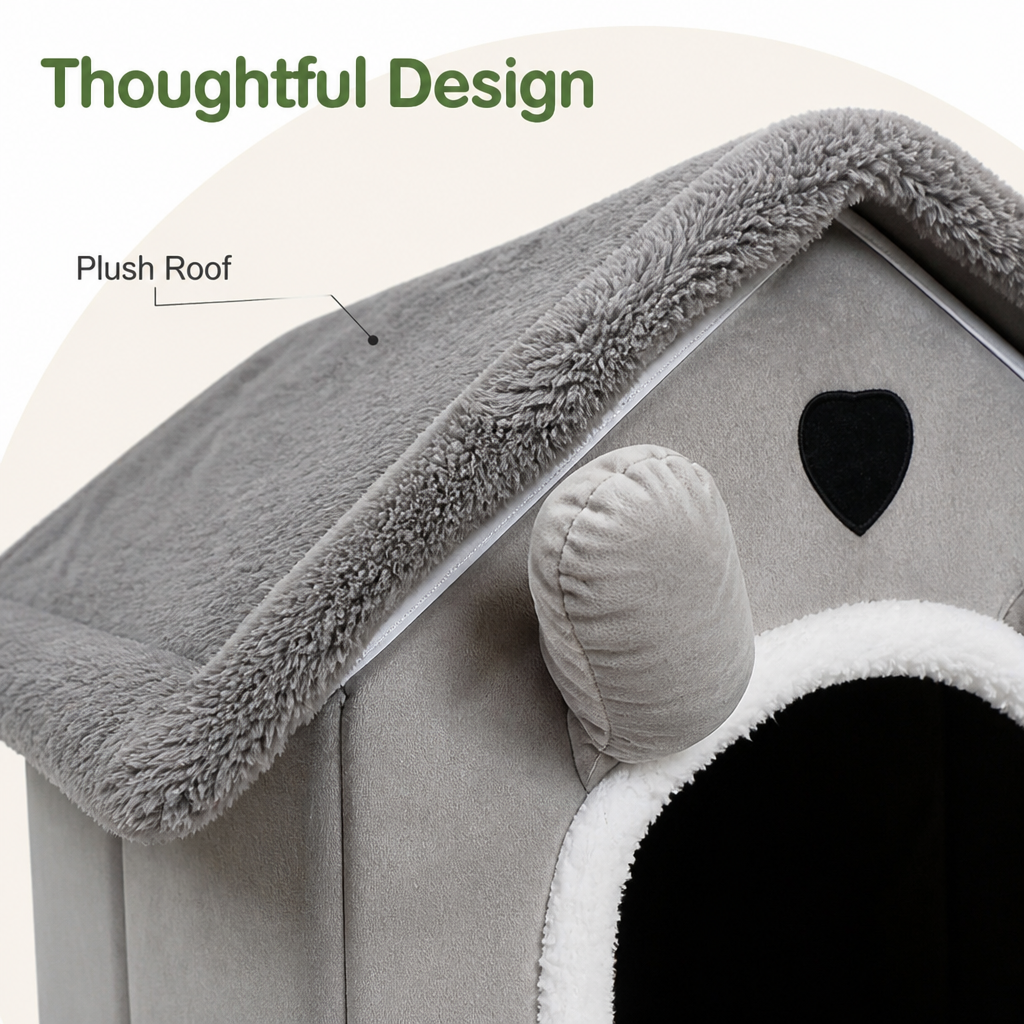 Ortekor All-Season Plush Washable Cat & Small Dog Bed (Non-Slip Bottom)