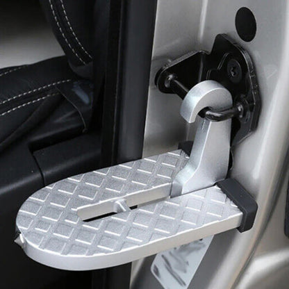 Rooftop Access Step with Emergency Glass Breaker for SUVs, Trucks & Jeeps – Foldable Aluminum Car Door Latch Hook Footstep with Protective