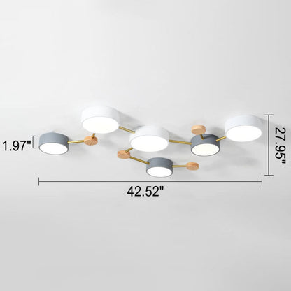 Contemporary Ceiling Light with Natural Wood Accents & Integrated LED | Geometric Multi-Bar Design for Living Rooms, Bedrooms, Hallways