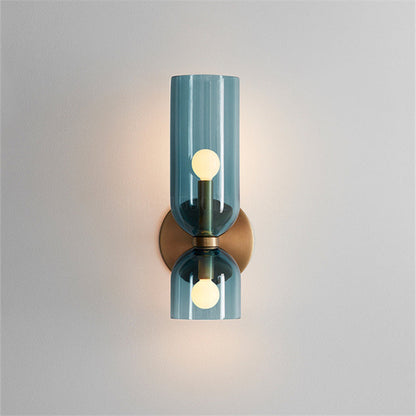 Glass & Iron Wall Sconce - Vintage-Inspired Dual-Light Fixture for Hallway, Bedroom & Dining Room - Hardwired Design with E12 Candelabra