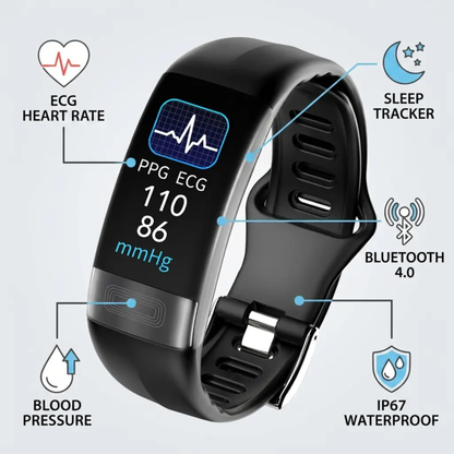 Fitness Tracker with Continuous Heart Rate, Blood Pressure & ECG Monitoring for iOS & Android